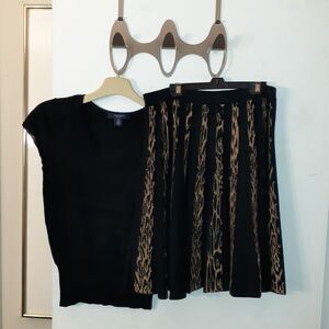 grace elements skirt m black beige animal print knit & Jones Joneswear top shirt